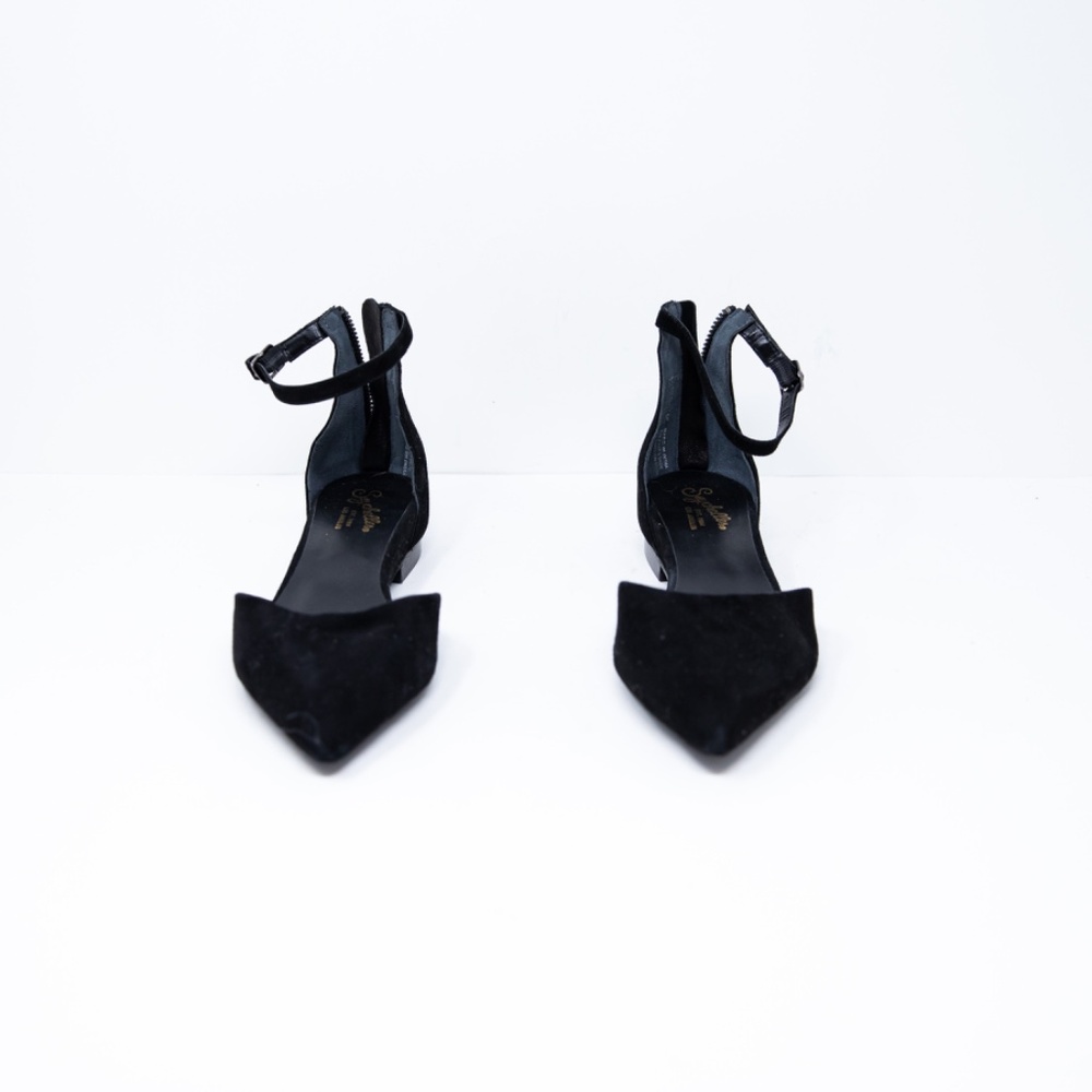 Seychelles Black Pointed Ankle-Strap Flats - Picture 2 of 4